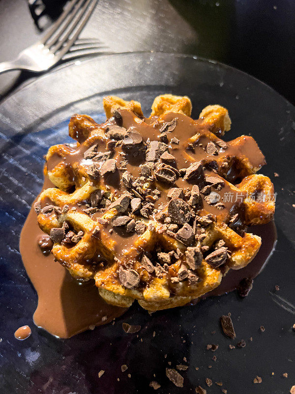 Peanut Butter Waffle with Chocolate Ganache